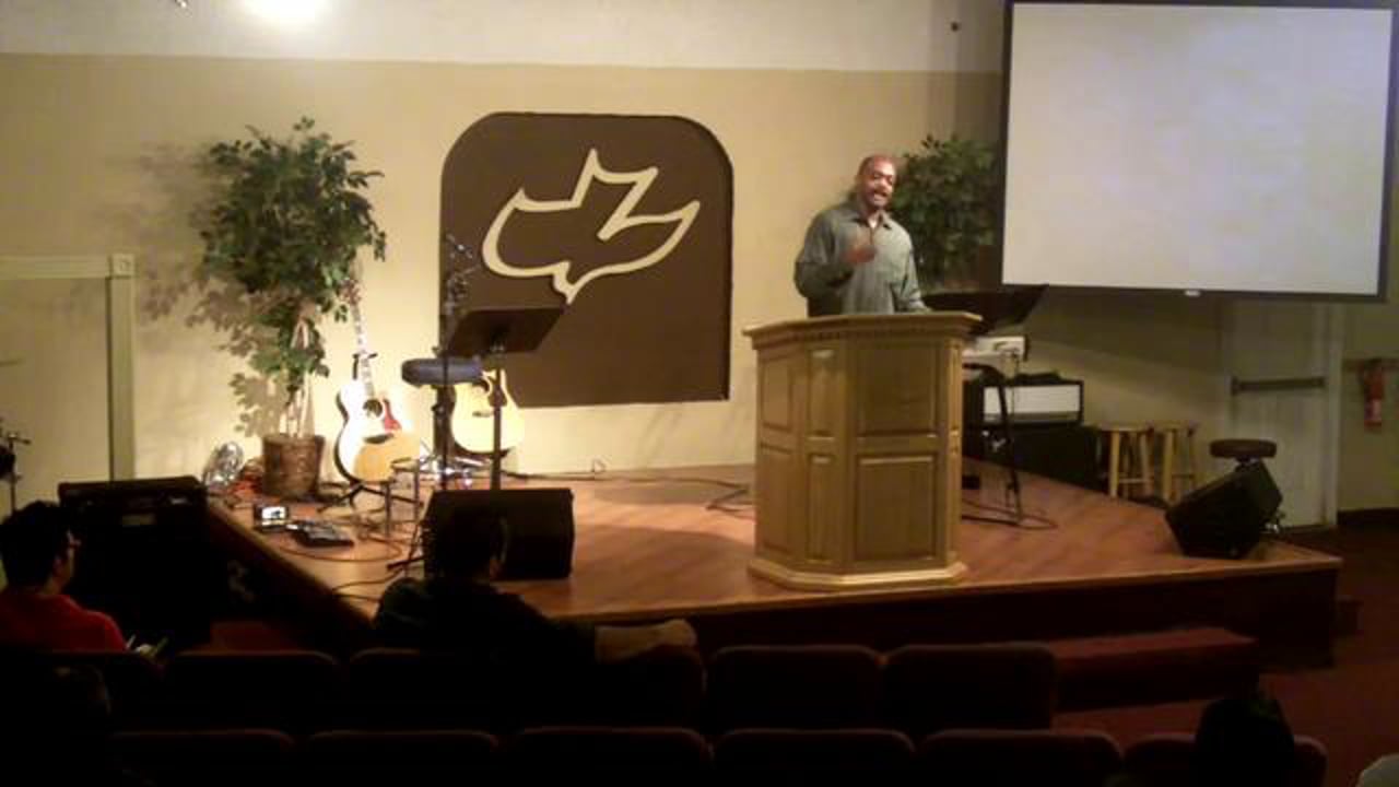 Russell Burrell on stage teaching Jeremiah 18