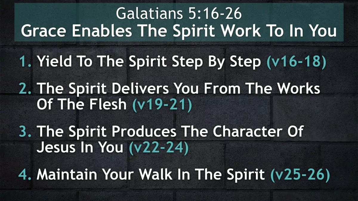 Jerry Simmons teaching Galatians 5:16-26, Grace Enables The Spirit Work To In You