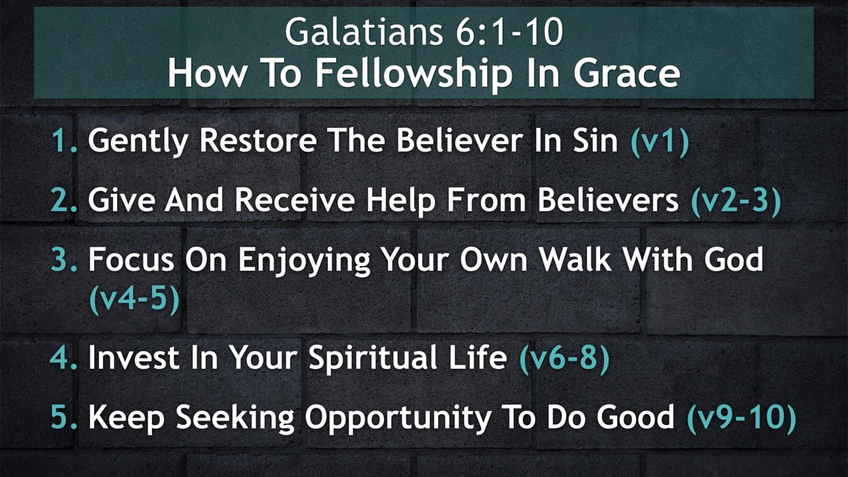 Jerry Simmons teaching Galatians 6:1-10, How To Fellowship In Grace