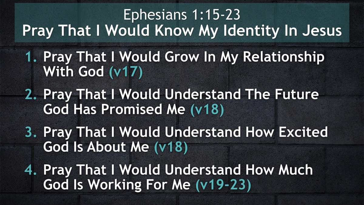 Jerry Simmons teaching Ephesians 1:15-23, Pray That I Would Know My Identity In Jesus