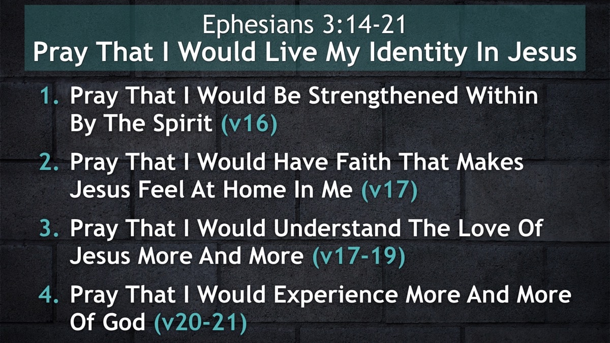 Jerry Simmons teaching Ephesians 3:14-21, Pray That I Would Live My Identity In Jesus