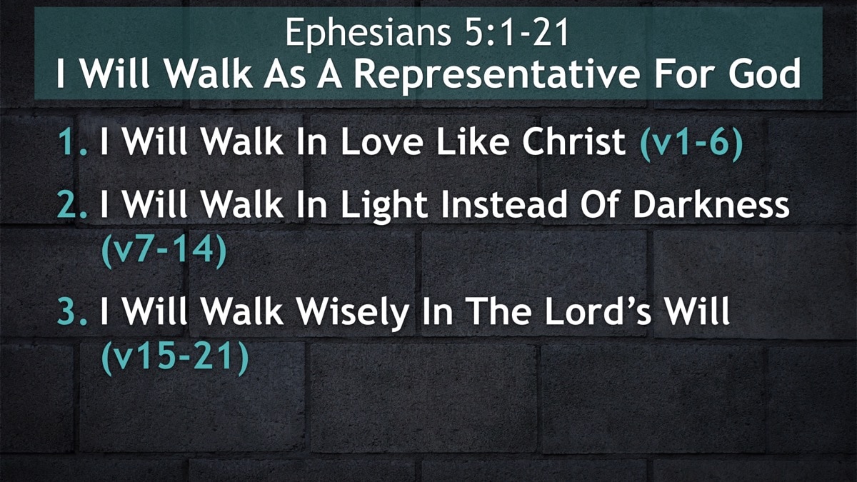 Jerry Simmons teaching Ephesians 5:1-21, I Will Walk As A Representative For God