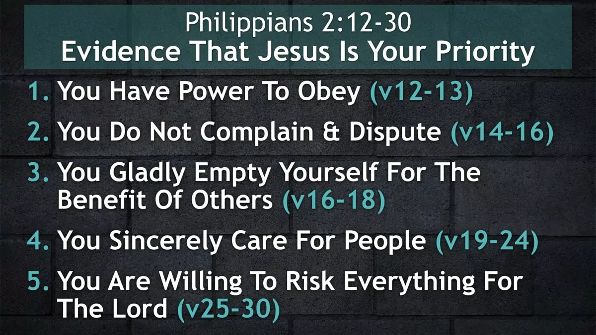 Jerry Simmons teaching Philippians 2:12-30, Evidence That Jesus Is Your Priority