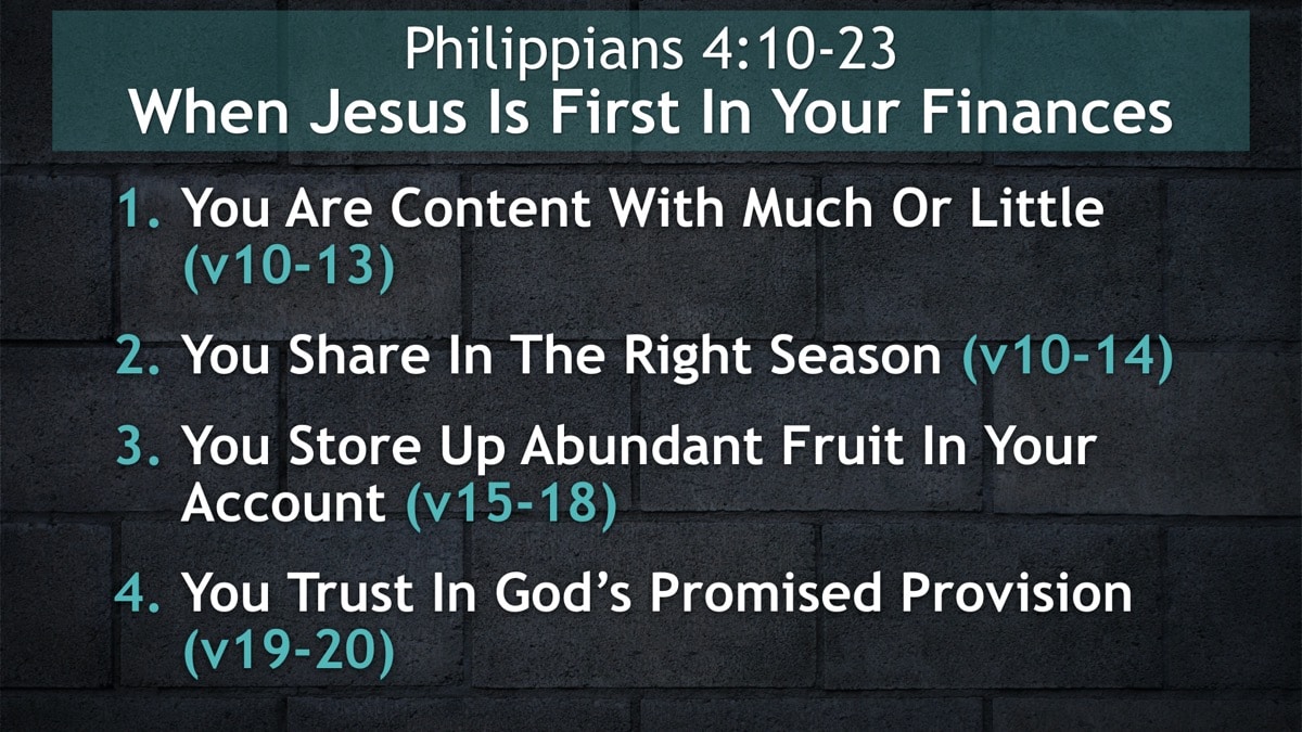 Jerry Simmons teaching Philippians 4, When Jesus Is First In Your Finances