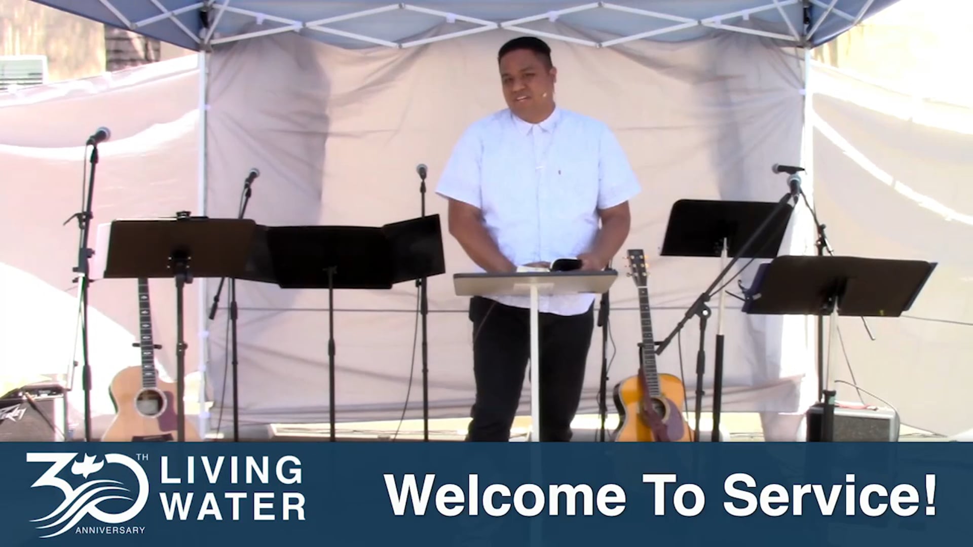 Pastor Jonathan sharing Joshua 3 at Living Water