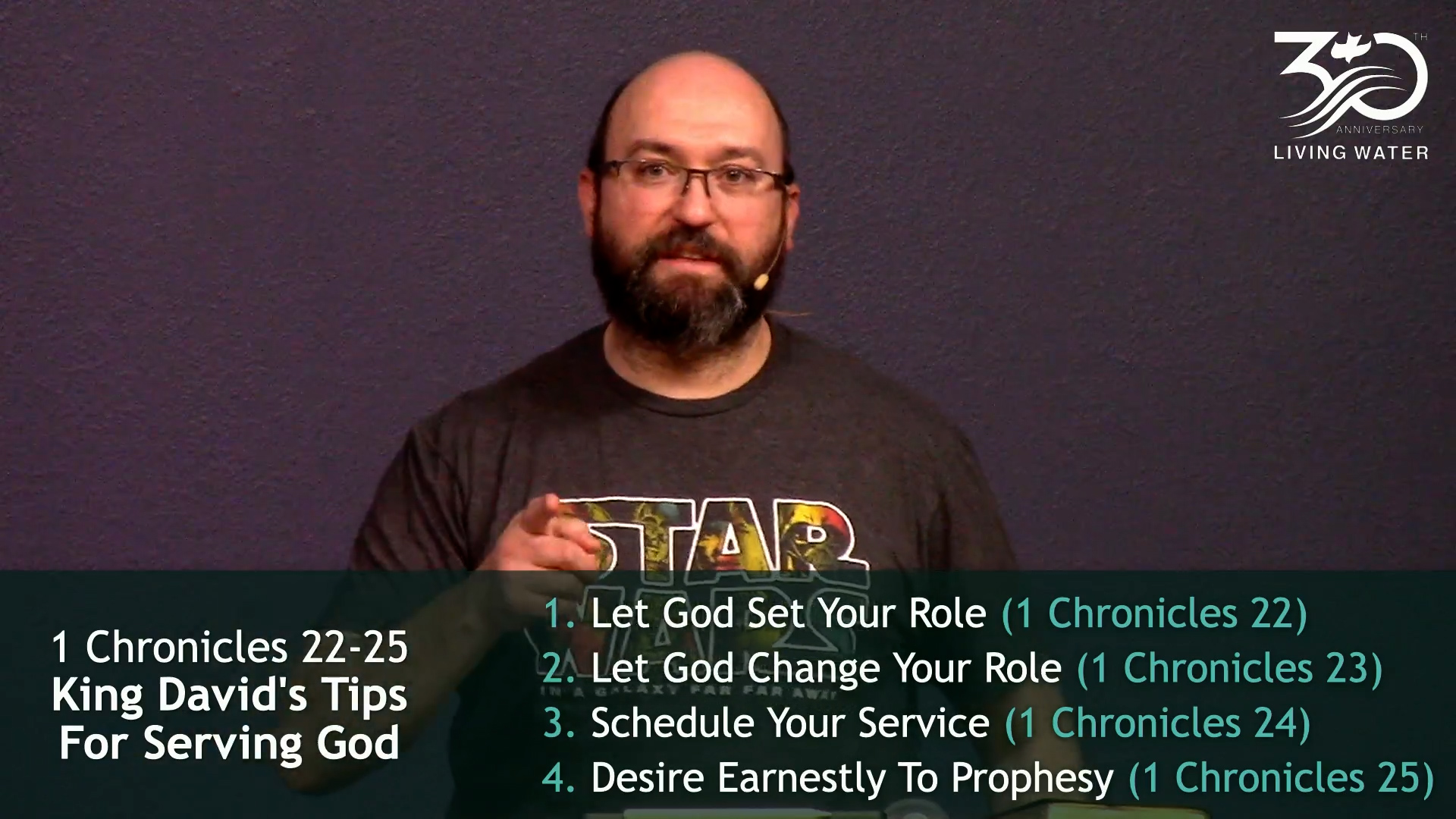 Pastor Jerry Simmons teaching 1 Chronicles 22-25, King David's Tips For Serving God