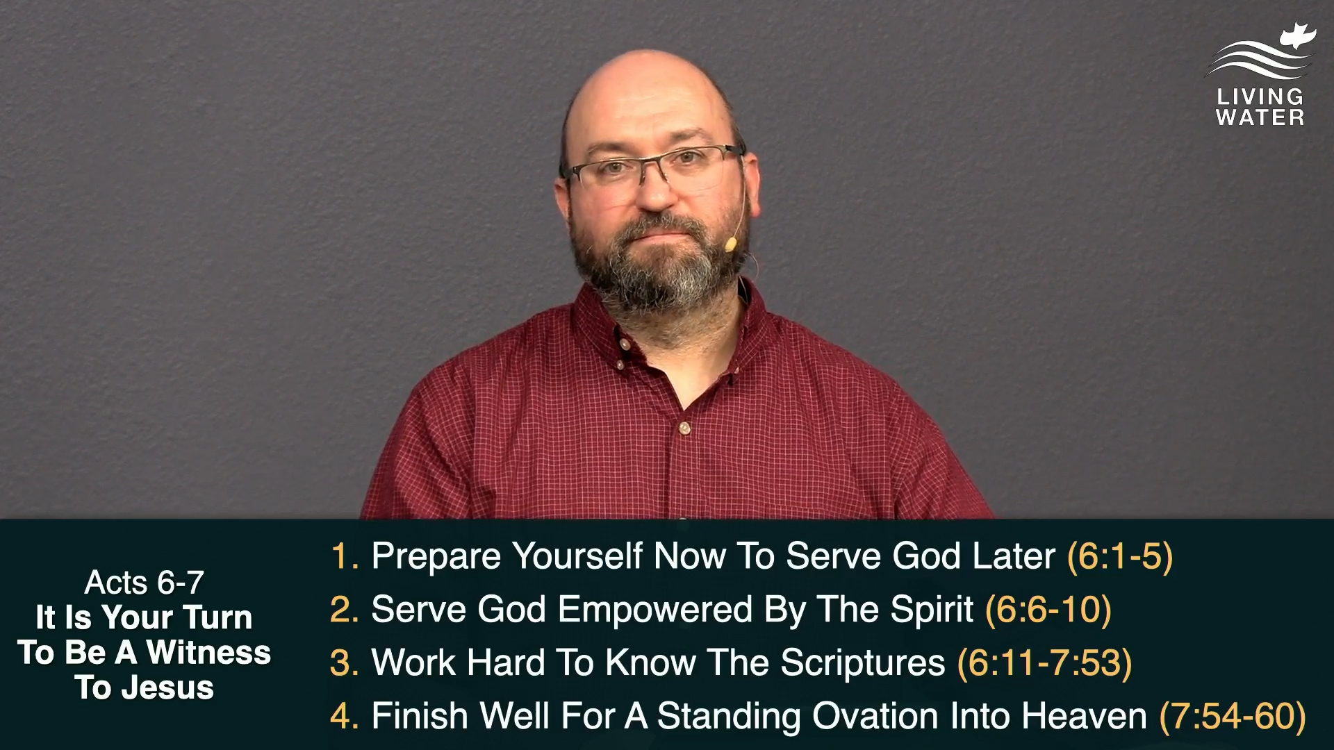 Pastor Jerry Simmons teaching Acts 6-7, It Is Your Turn To Be A Witness To Jesus