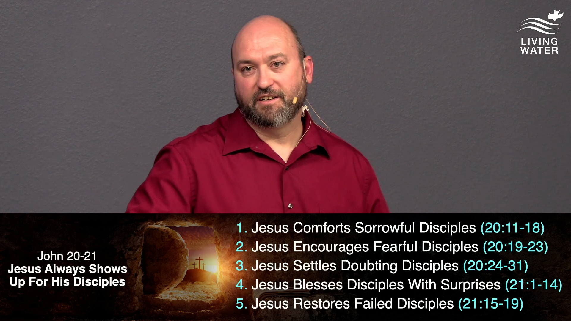 Pastor Jerry Simmons on Easter Sunday teaching John 20-21, Jesus Always Shows Up For His Disciples