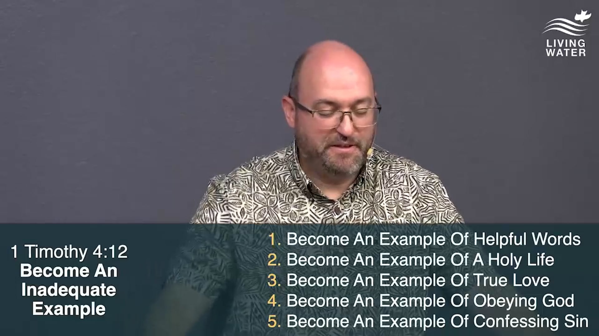 Pastor Jerry Simmons teaching 1 Timothy 4:12, Become An Inadequate Example